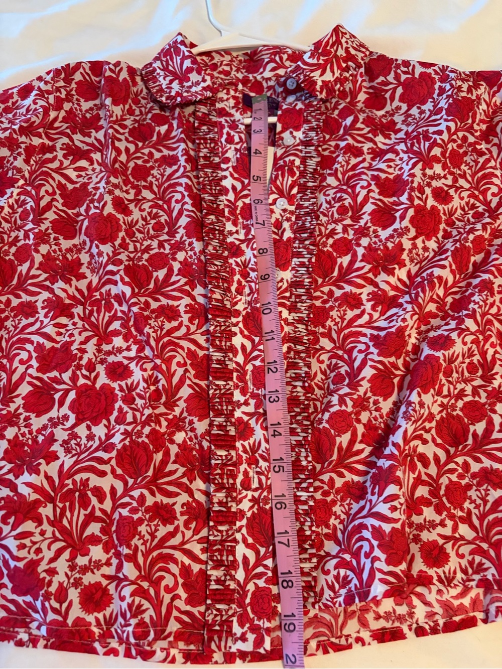 J. Crew Red and White Floral Ruffled Blouse - Picture 7 of 10